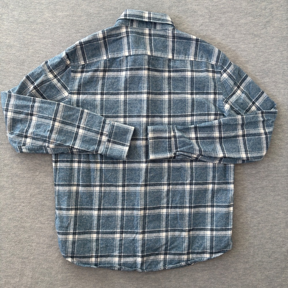 UNTUCKit Mens Large Slim Fit Blue Plaid Cotton Flannel Button Down Shirt - Picture 6 of 8